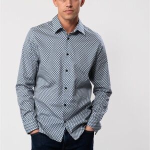 Ted Baker London Slim Fit Blue Geometric Print Shirt (Size 4 / L)​​​